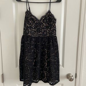 Black lace mini dress